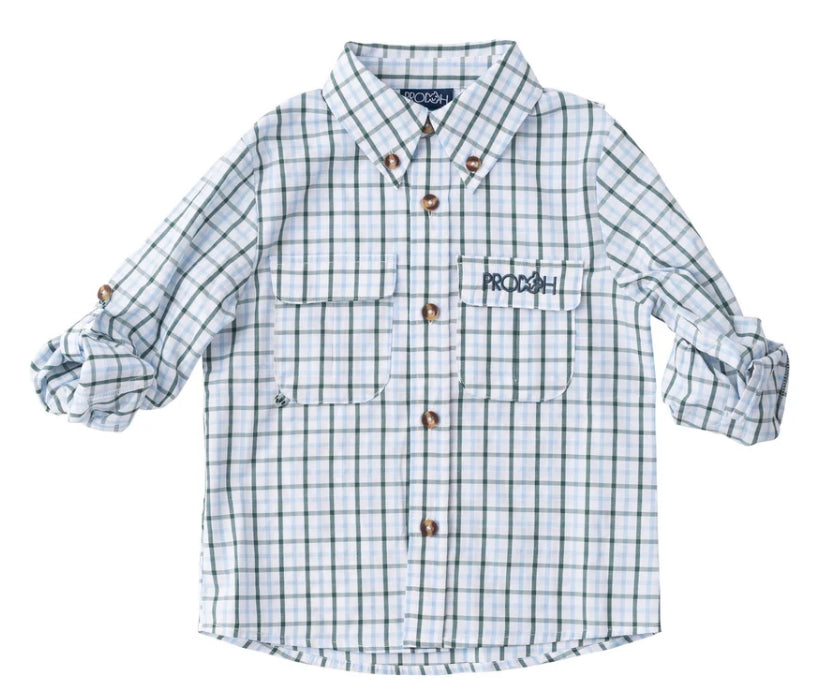 Blue/Green check fishing shirt