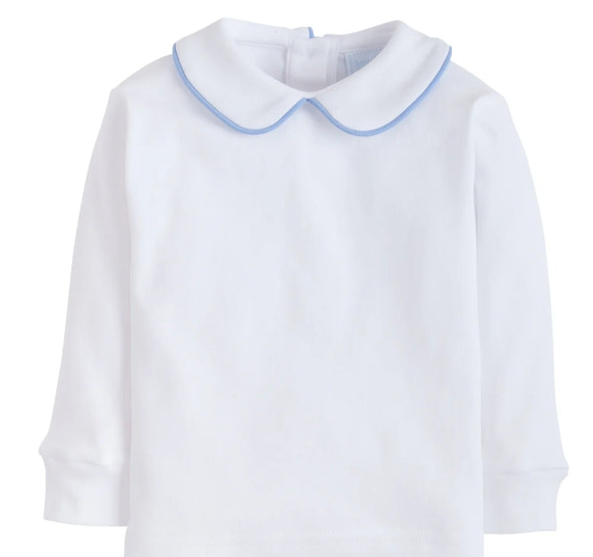 Piped Peter Pan Shirt-light blue