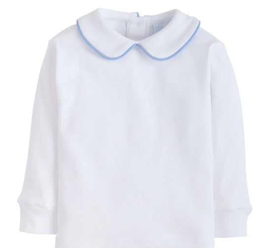 Piped Peter Pan Shirt-light blue