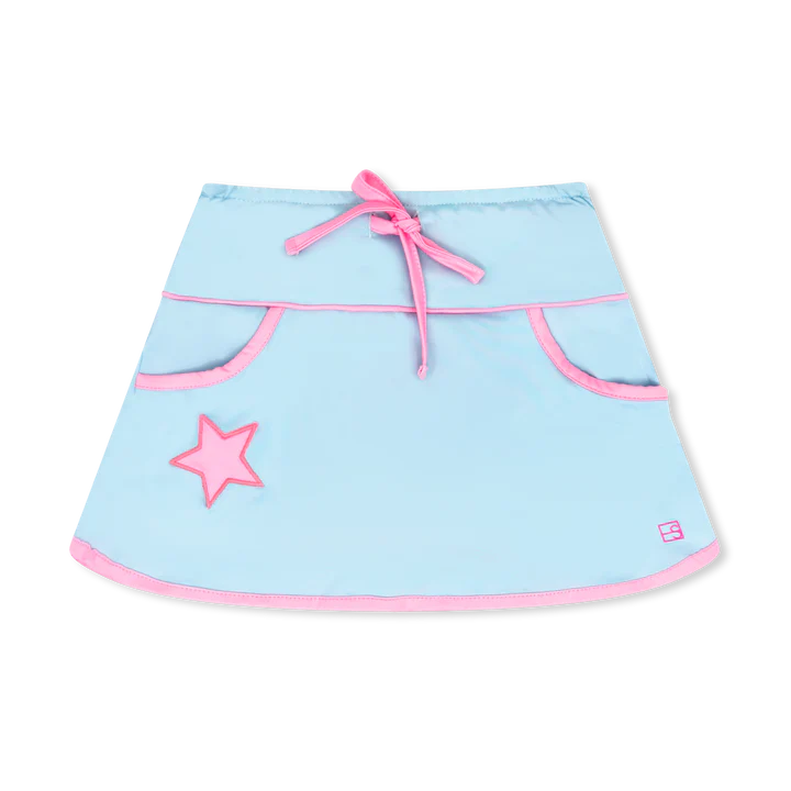 Tiffany skort- cotton candy blue, flamingo pink star