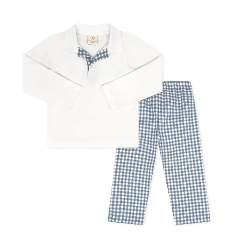 Stone blue check set