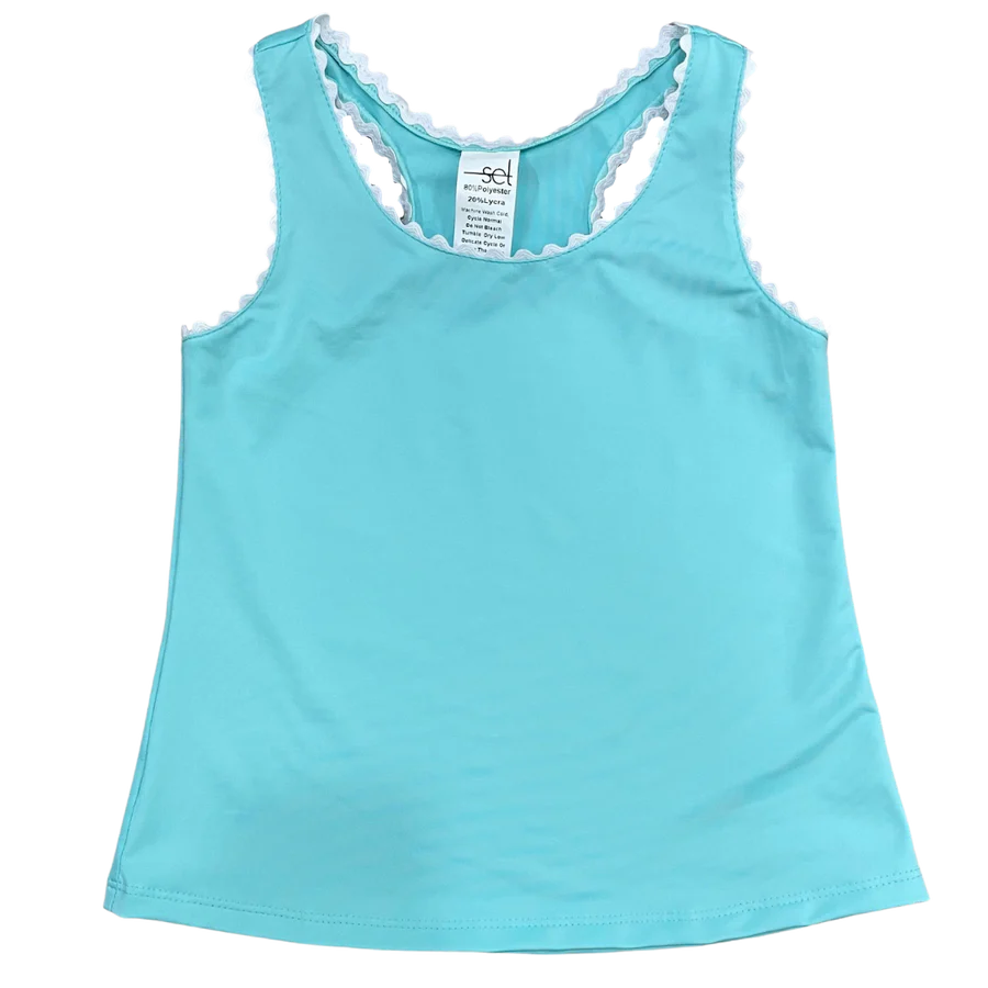 Riley Turquoise/White Ric Rac Tank