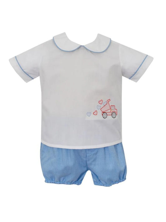 Blue Gingham Valentine Diaper Set