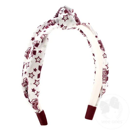 college star print knot headband