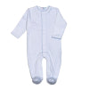 White Pima Footie Blue Trim