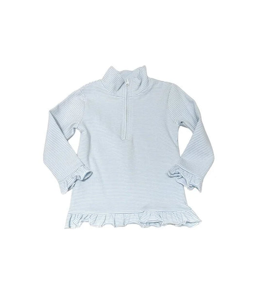 Ellie 1/4 zip pullover-light blue stripe