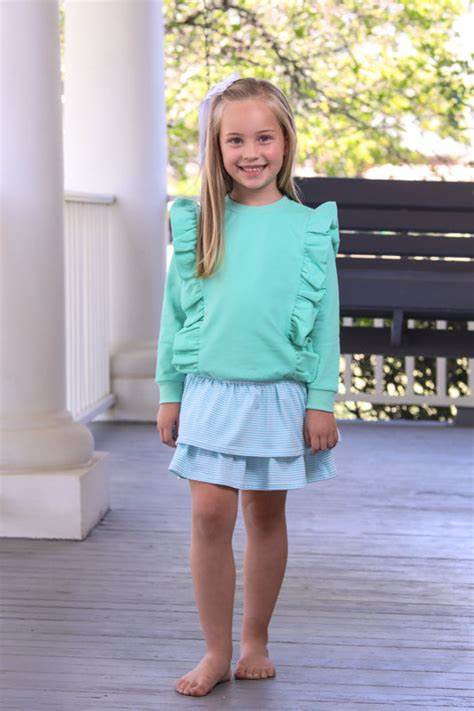 Laura Ruffle Pullover-Mint