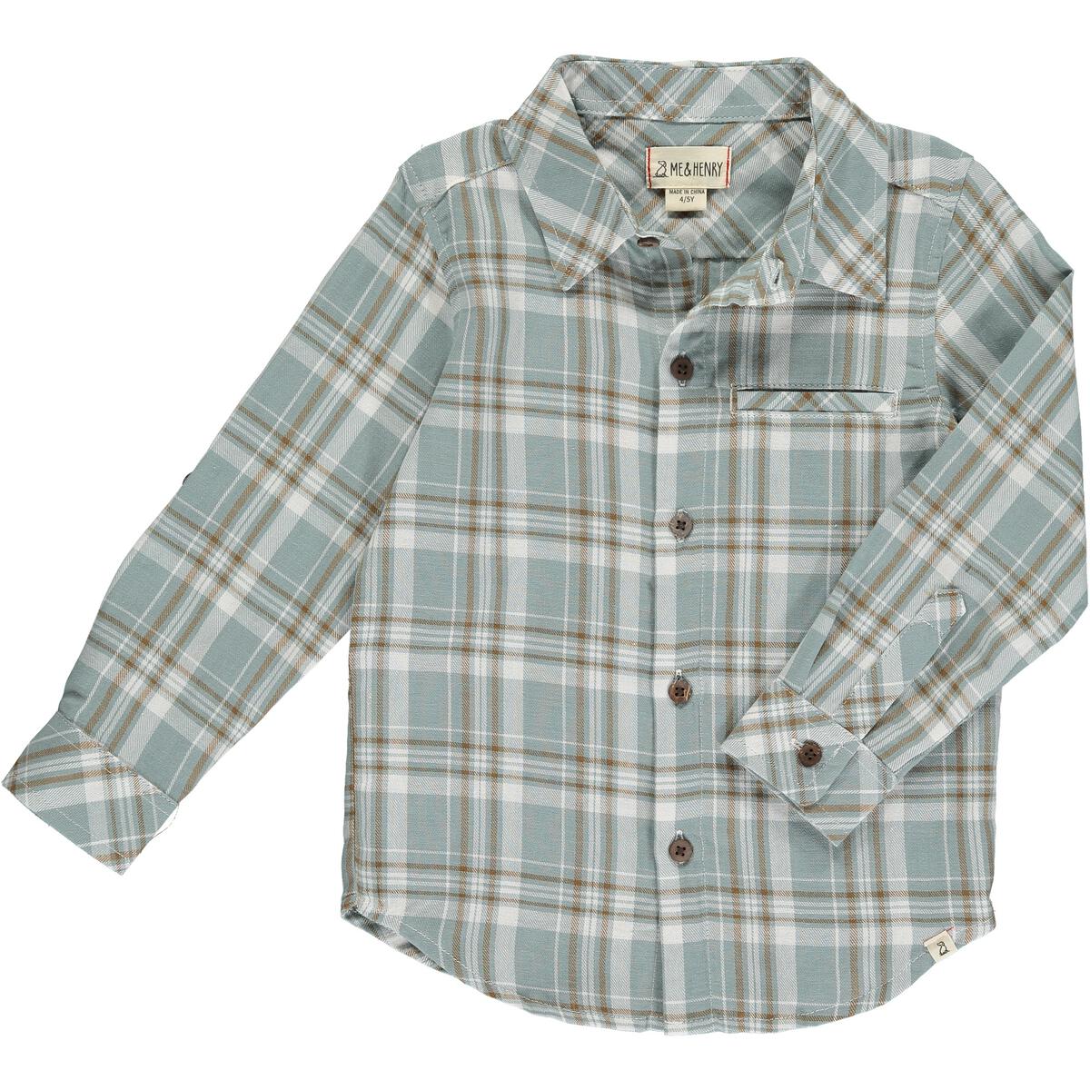 Seafoam/Brown Plaid Shirt