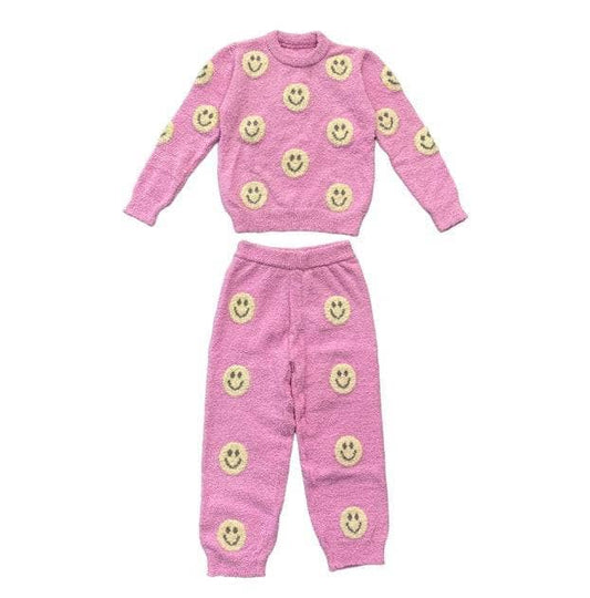 Pink Fuzzy Smiley Emoji Set