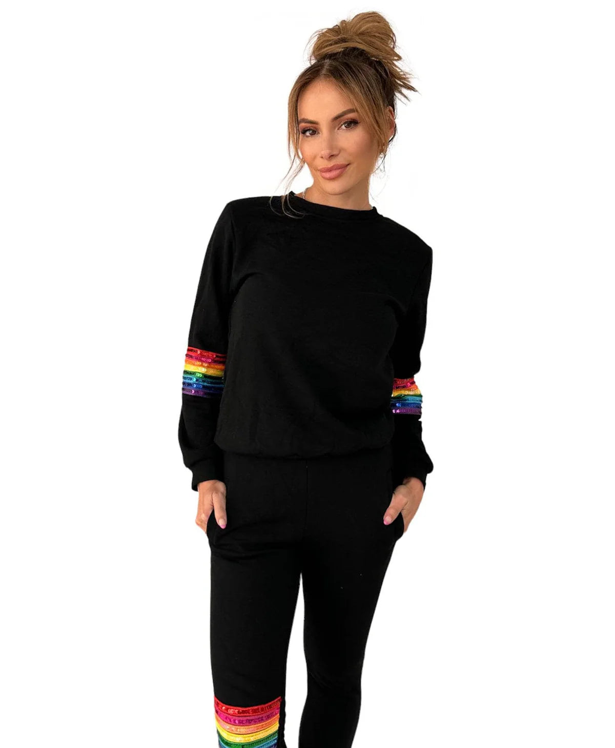 Black Rainbow Sequin Set