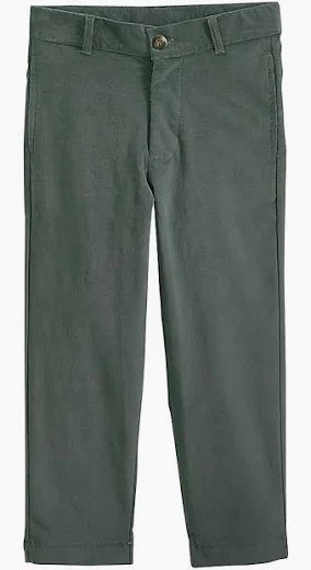 leaf green twill fauz zip pant