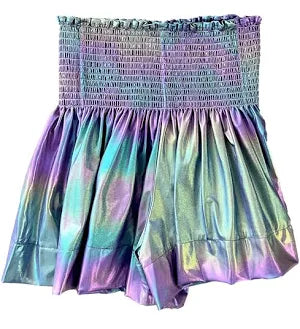 Purple Iridescent Metallic swing shorts