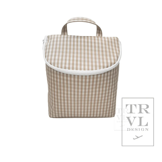 Gingham Khaki-take away lunch bag