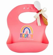 Rainbow Silicone bib and spoon set