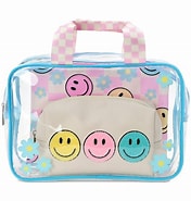 Happy check cosmetic bag trio