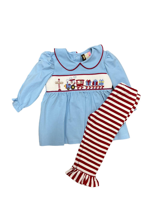 christmas train ruffle pant set